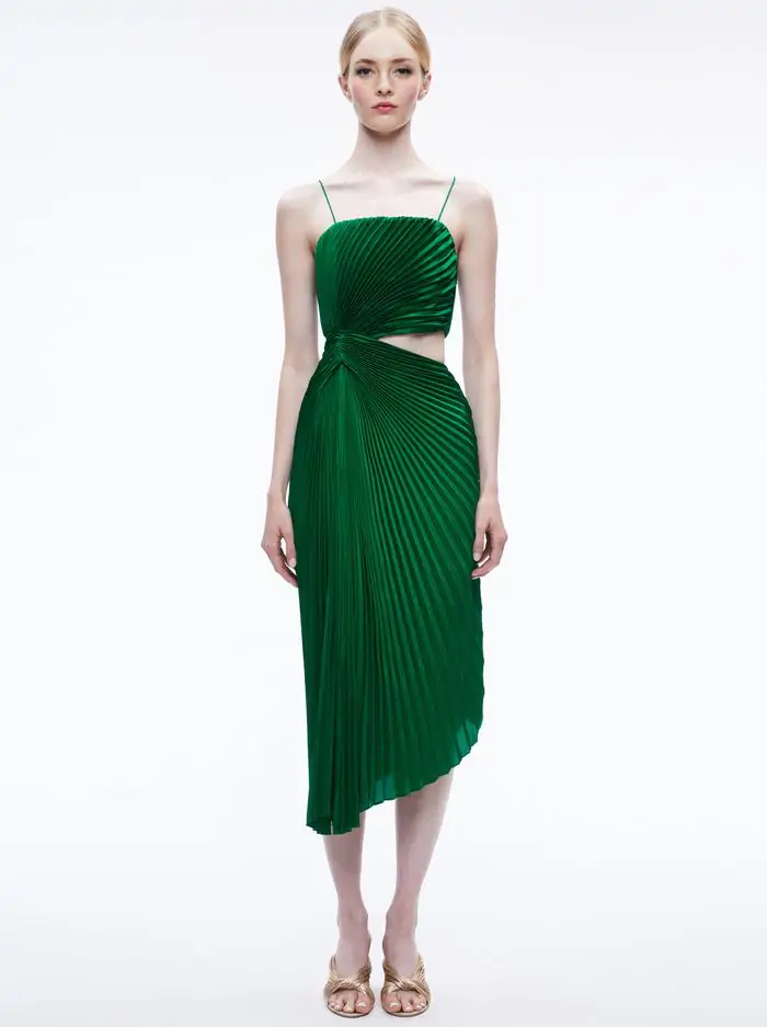 fayeth cut out asymmetrical hem midi dress In Emerald 1950s White Strapless Organza Hand wash cold Size:Petite M Email Exclusive: Wimbledon